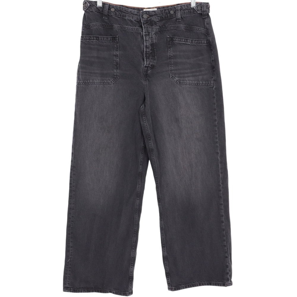 We the Free Palmer Cuffed Baggy Jeans Black Wide Leg Utility High Rise Size 32